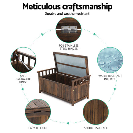 Gardeon Outdoor Storage Box Wooden Garden Bench Chest Toy Tool Sheds Furniture Garden Supplies Kings Warehouse 