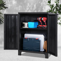 Gardeon Outdoor Storage Cabinet Cupboard Lockable Garden Sheds Adjustable Black Gardeon Kings Warehouse 
