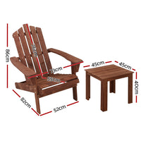 Gardeon Outdoor Sun Lounge Beach Chairs Table Setting Wooden Adirondack Patio Chair Brown Outdoor Kings Warehouse 