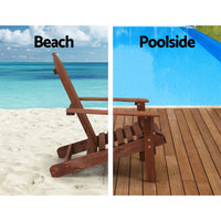 Gardeon Outdoor Sun Lounge Beach Chairs Table Setting Wooden Adirondack Patio Chair Brown Outdoor Kings Warehouse 