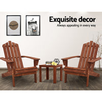 Gardeon Outdoor Sun Lounge Beach Chairs Table Setting Wooden Adirondack Patio Chair Brown Outdoor Kings Warehouse 