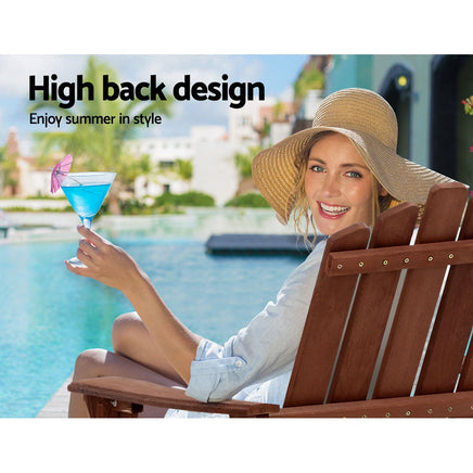 Gardeon Outdoor Sun Lounge Beach Chairs Table Setting Wooden Adirondack Patio Chair Brown Outdoor Kings Warehouse 