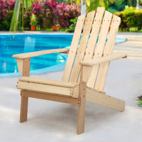 Gardeon Outdoor Sun Lounge Beach Chairs Table Setting Wooden Adirondack Patio Chair Light Wood Tone Kings Warehouse 