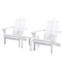 Garden Outdoor Sun Lounge Beach Chairs Table Setting Wooden Adirondack Patio Chair White