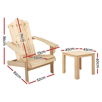Gardeon Outdoor Sun Lounge Beach Chairs Table Setting Wooden Adirondack Patio Natural Wood Chair Outdoor Kings Warehouse 