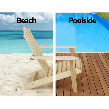 Gardeon Outdoor Sun Lounge Beach Chairs Table Setting Wooden Adirondack Patio Natural Wood Chair Outdoor Kings Warehouse 
