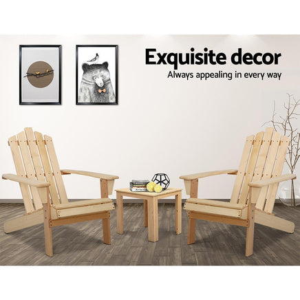 Gardeon Outdoor Sun Lounge Beach Chairs Table Setting Wooden Adirondack Patio Natural Wood Chair Outdoor Kings Warehouse 