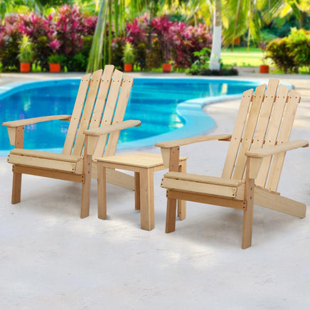 Gardeon Outdoor Sun Lounge Beach Chairs Table Setting Wooden Adirondack Patio Natural Wood Chair Outdoor Kings Warehouse 