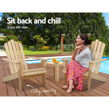 Gardeon Outdoor Sun Lounge Beach Chairs Table Setting Wooden Adirondack Patio Natural Wood Chair Outdoor Kings Warehouse 
