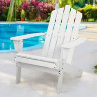 Gardeon Outdoor Sun Lounge Beach Chairs Table Setting Wooden Adirondack Patio - White Outdoor Kings Warehouse 