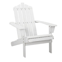 Gardeon Outdoor Sun Lounge Beach Chairs Table Setting Wooden Adirondack Patio - White Outdoor Kings Warehouse 