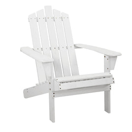 Gardeon Outdoor Sun Lounge Beach Chairs Table Setting Wooden Adirondack Patio - White Outdoor Kings Warehouse 