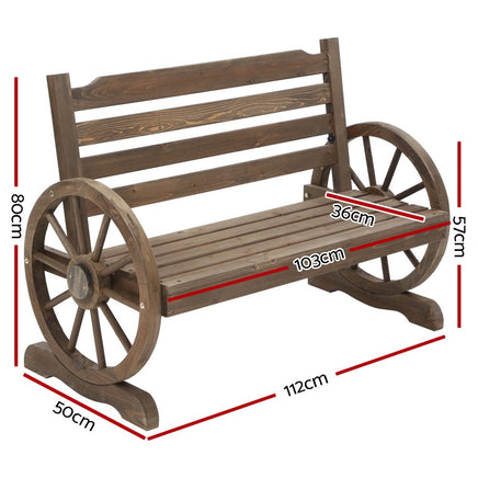 Gardeon Park Bench Wooden Wagon Chair Outdoor Garden Backyard Lounge Furniture Outdoor Kings Warehouse 