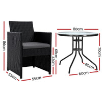 Gardeon Patio Furniture Dining Chairs Table Patio Setting Bistro Set Wicker Tea Coffee Cafe Bar Set Outdoor Furniture Kings Warehouse 
