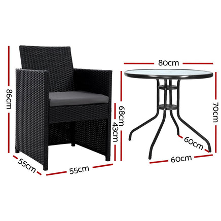 Gardeon Patio Furniture Dining Chairs Table Patio Setting Bistro Set Wicker Tea Coffee Cafe Bar Set Outdoor Furniture Kings Warehouse 