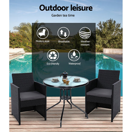Gardeon Patio Furniture Dining Chairs Table Patio Setting Bistro Set Wicker Tea Coffee Cafe Bar Set Outdoor Furniture Kings Warehouse 