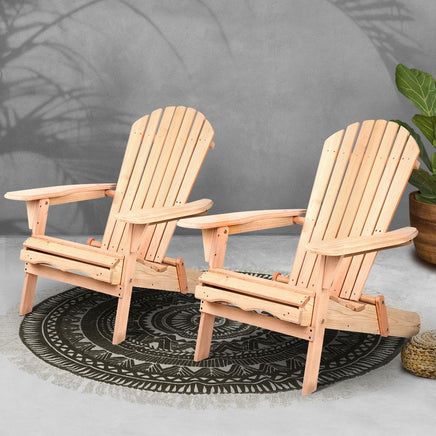 Gardeon Patio Furniture Outdoor Chairs Beach Chair Wooden Adirondack Garden Lounge 2PC Kings Warehouse 