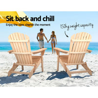 Gardeon Patio Furniture Outdoor Chairs Beach Chair Wooden Adirondack Garden Lounge 2PC Kings Warehouse 