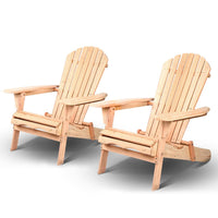 Gardeon Patio Furniture Outdoor Chairs Beach Chair Wooden Adirondack Garden Lounge 2PC Kings Warehouse 