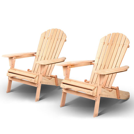 Gardeon Patio Furniture Outdoor Chairs Beach Chair Wooden Adirondack Garden Lounge 2PC Kings Warehouse 