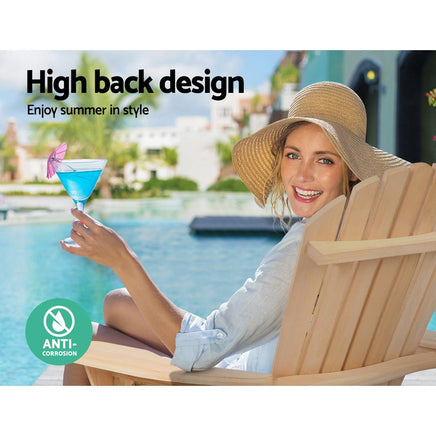 Gardeon Patio Furniture Outdoor Chairs Beach Chair Wooden Adirondack Garden Lounge 2PC Kings Warehouse 