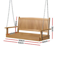 Gardeon Porch Swing Chair With Chain Outdoor Furniture Wooden Bench 2 Seat Teak Kings Warehouse 