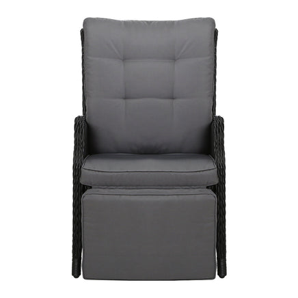 Gardeon Recliner Chair Sun lounge Setting Outdoor Furniture Patio Wicker Sofa Outdoor Kings Warehouse 