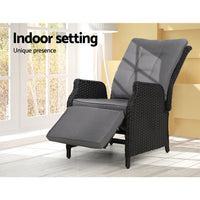 Gardeon Recliner Chair Sun lounge Setting Outdoor Furniture Patio Wicker Sofa Outdoor Kings Warehouse 