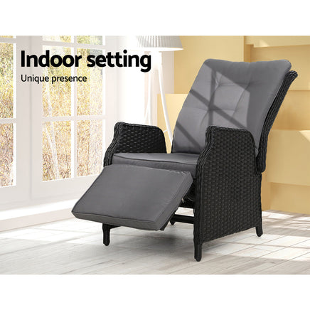 Gardeon Recliner Chair Sun lounge Setting Outdoor Furniture Patio Wicker Sofa Outdoor Kings Warehouse 
