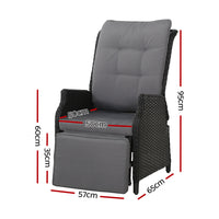 Gardeon Recliner Chair Sun lounge Setting Outdoor Furniture Patio Wicker Sofa Outdoor Kings Warehouse 