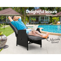 Gardeon Recliner Chair Sun lounge Setting Outdoor Furniture Patio Wicker Sofa Outdoor Kings Warehouse 