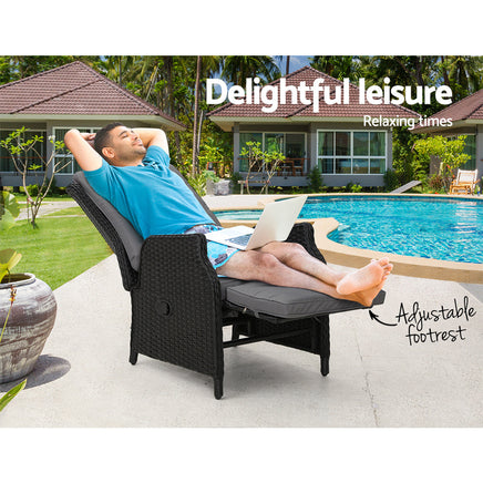 Gardeon Recliner Chair Sun lounge Setting Outdoor Furniture Patio Wicker Sofa Outdoor Kings Warehouse 