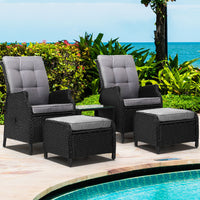 Gardeon Recliner Chairs Sun lounge Setting Outdoor Furniture Patio Garden Wicker Home & Garden > Garden Furniture Kings Warehouse 