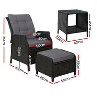 Gardeon Recliner Chairs Sun lounge Setting Outdoor Furniture Patio Garden Wicker Home & Garden > Garden Furniture Kings Warehouse 