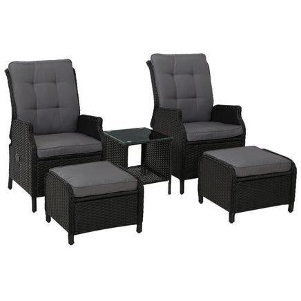 Gardeon Recliner Chairs Sun lounge Setting Outdoor Furniture Patio Garden Wicker Home & Garden > Garden Furniture Kings Warehouse 