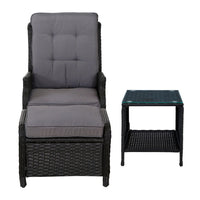 Gardeon Recliner Chairs Sun lounge Setting Outdoor Furniture Patio Garden Wicker Home & Garden > Garden Furniture Kings Warehouse 