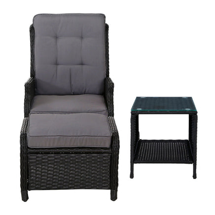 Gardeon Recliner Chairs Sun lounge Setting Outdoor Furniture Patio Garden Wicker Home & Garden > Garden Furniture Kings Warehouse 