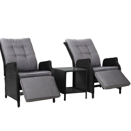 Gardeon Recliner Chairs Sun lounge Setting Outdoor Furniture Patio Wicker Sofa Home & Garden > Garden Furniture Kings Warehouse 