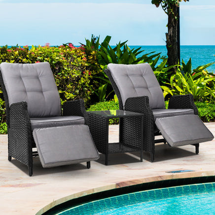 Gardeon Recliner Chairs Sun lounge Setting Outdoor Furniture Patio Wicker Sofa Home & Garden > Garden Furniture Kings Warehouse 