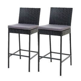Gardeon Set of 2 Outdoor Bar Stools Dining Chairs Wicker Furniture Outdoor Furniture Kings Warehouse 