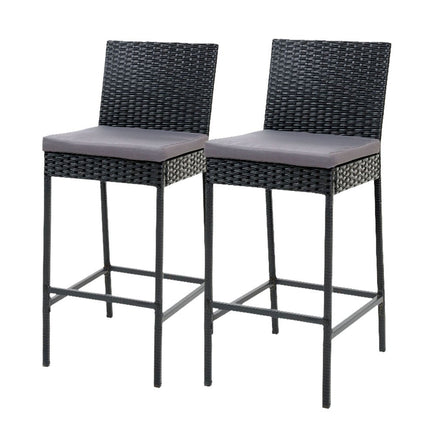 Gardeon Set of 2 Outdoor Bar Stools Dining Chairs Wicker Furniture Outdoor Furniture Kings Warehouse 