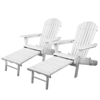 Garden Set of 2 Outdoor Sun Lounge Chairs Patio Furniture Lounger Beach Chair Adirondack