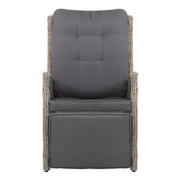 Gardeon Set of 2 Recliner Chairs Sun lounge Outdoor Furniture Setting Patio Wicker Sofa Grey Outdoor Kings Warehouse 