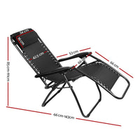Gardeon Set of 2 Zero Gravity Chairs Reclining Outdoor Furniture Sun Lounge Folding Camping Lounger Black Camping Kings Warehouse 