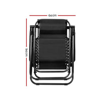Gardeon Set of 2 Zero Gravity Chairs Reclining Outdoor Furniture Sun Lounge Folding Camping Lounger Black Camping Kings Warehouse 