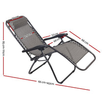 Gardeon Set of 2 Zero Gravity Chairs Reclining Outdoor Furniture Sun Lounge Folding Camping Lounger Grey Camping Kings Warehouse 