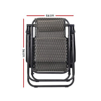 Gardeon Set of 2 Zero Gravity Chairs Reclining Outdoor Furniture Sun Lounge Folding Camping Lounger Grey Camping Kings Warehouse 
