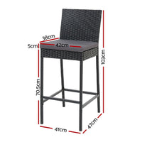 Gardeon Set of 4 Outdoor Bar Stools Dining Chairs Wicker Furniture Outdoor Furniture Kings Warehouse 