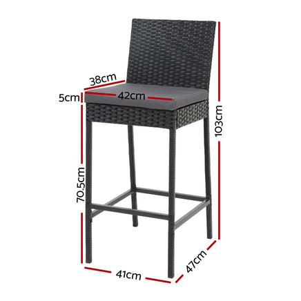 Gardeon Set of 4 Outdoor Bar Stools Dining Chairs Wicker Furniture Outdoor Furniture Kings Warehouse 