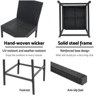 Gardeon Set of 4 Outdoor Bar Stools Dining Chairs Wicker Furniture Outdoor Furniture Kings Warehouse 